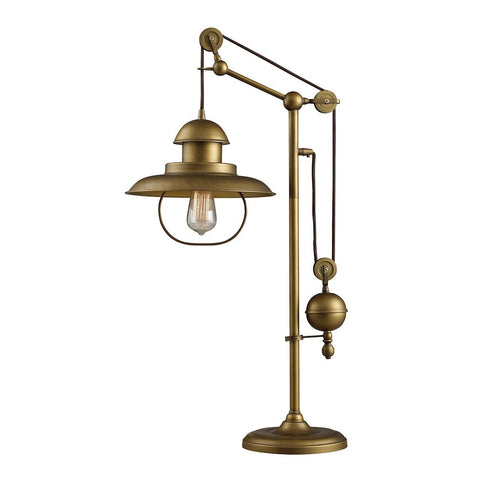 Farmhouse Table Lamp In Antique Brass With Matching Metal Shade Lamps Dimond Lighting 