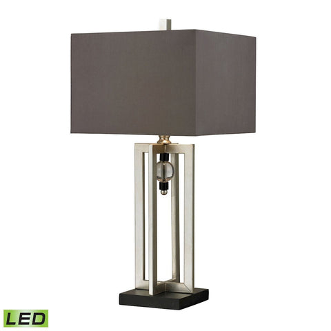 Silver Leaf LED Table Lamp With Crystal Accents And Grey Shade Lamps Dimond Lighting 