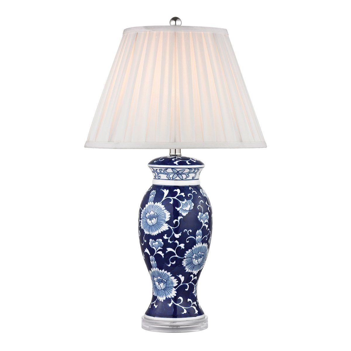 Hand Painted Ceramic Table Lamp In Blue And White With Acrylic Base Lamps Dimond Lighting 