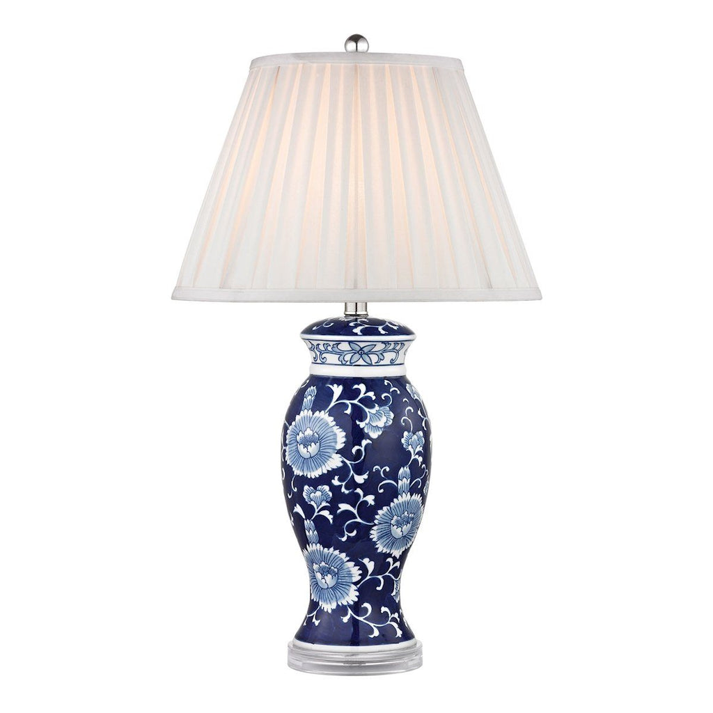 Hand Painted Ceramic Table Lamp In Blue And White With Acrylic Base Lamps Dimond Lighting 