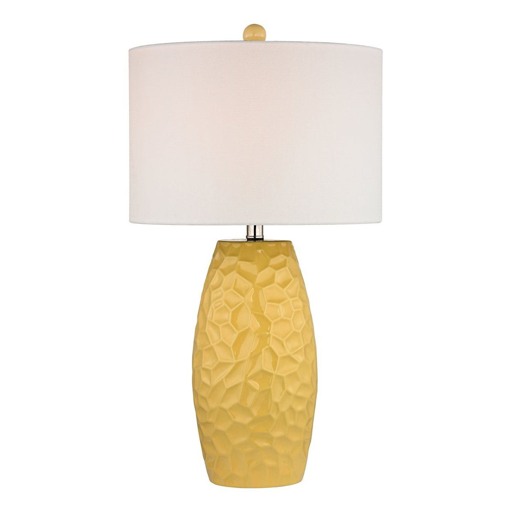 Sunshine Yellow Ceramic Table Lamp With White Linen Shade Lamps Dimond Lighting 