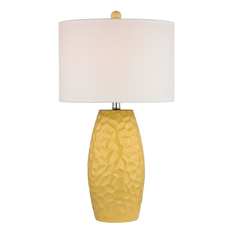 Sunshine Yellow Ceramic Table Lamp With White Linen Shade Lamps Dimond Lighting 