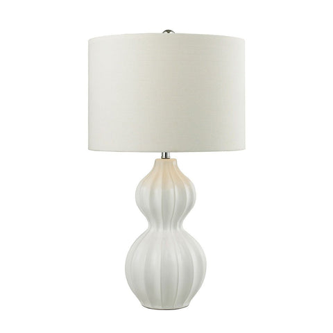 Ribbed Gourd Table Lamp in Gloss White Ceramic Lamps Dimond Lighting 