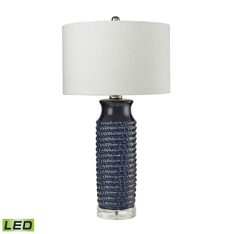 Wrapped Rope 1 Light Ceramic LED Table Lamp in Navy Blue Lamps Dimond Lighting 