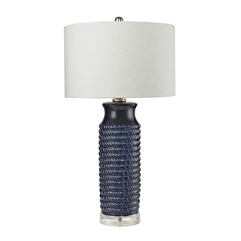 Wrapped Rope 1 Light Ceramic Table Lamp in Navy Blue Lamps Dimond Lighting 
