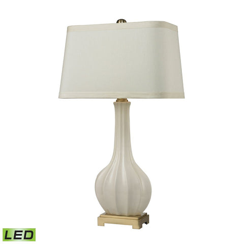 Fluted Ceramic LED Table Lamp in White Glaze Lamps Dimond Lighting 