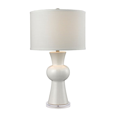 White Ceramic Table Lamp With Textured White Linen Hardback Shade Lamps Dimond Lighting 
