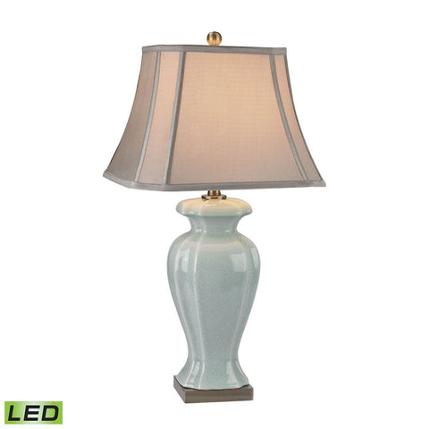 Celadon LED Table Lamp in Glazed Green Ceramic With Antique Brass Accents Lamps Dimond Lighting 