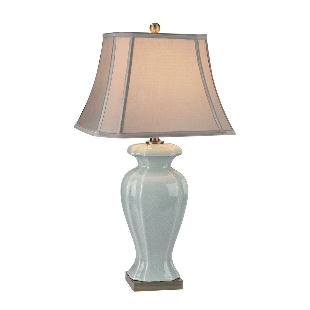 Celadon Table Lamp in Glazed Green Ceramic With Antique Brass Accents Lamps Dimond Lighting 