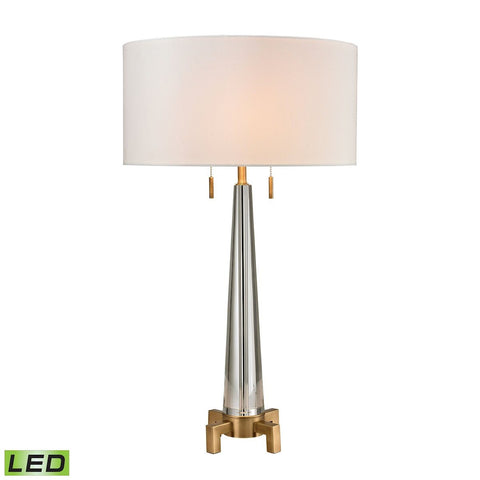 Bedford Solid Crystal LED Table Lamp in Aged Brass Lamps Dimond Lighting 