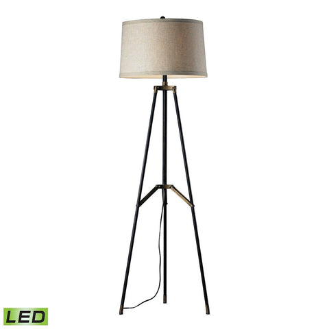Functional Tripod LED Floor Lamp in Restoration Black And Aged Gold Lamps Dimond Lighting 