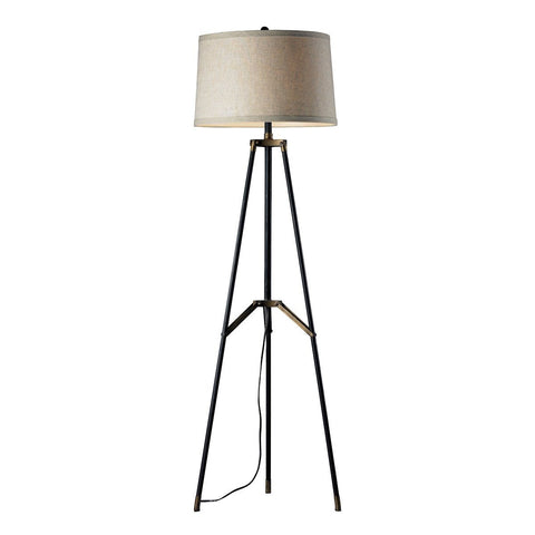 Functional Tripod Floor Lamp in Restoration Black And Aged Gold Lamps Dimond Lighting 
