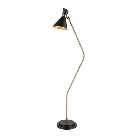 Virtuoso 1-Light Floor Lamp in Matte Black and Aged Brass Lamps Dimond Lighting 