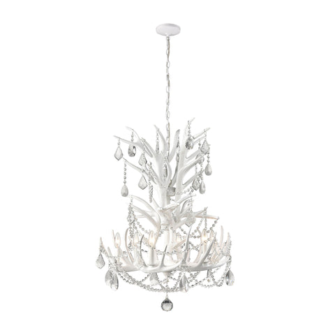 Big Sky Tall 6-Light Chandelier with Crystal Ceiling Dimond Lighting 