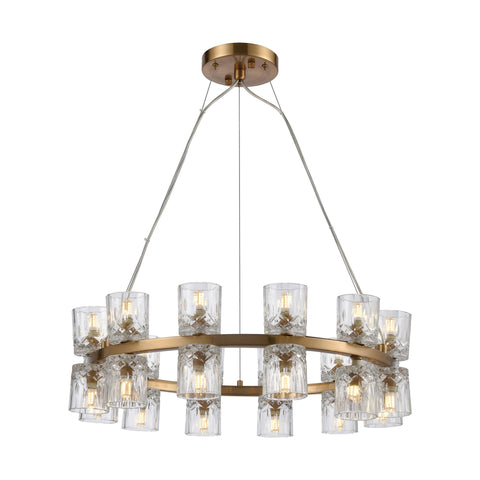 Double Vision 24-Light Chandelier in Clear and Satin Brass Ceiling ELK Home 