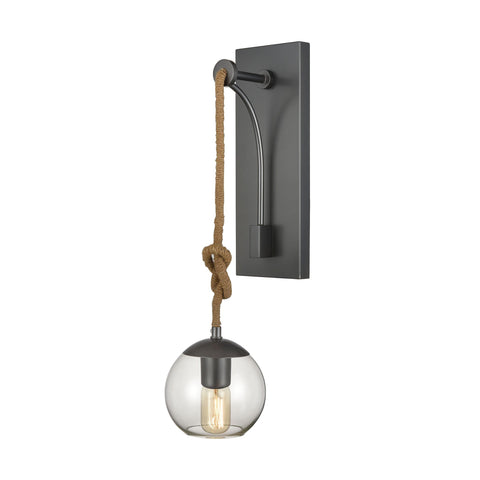 Haute Collar 1-Light Wall Sconce in Pewter and Natural Rope Wall ELK Home 