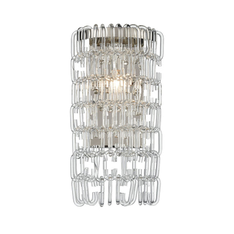 Glass Ribbon 1-Light Wall Sconce in Polshed Nickel Clear Wall ELK Home 
