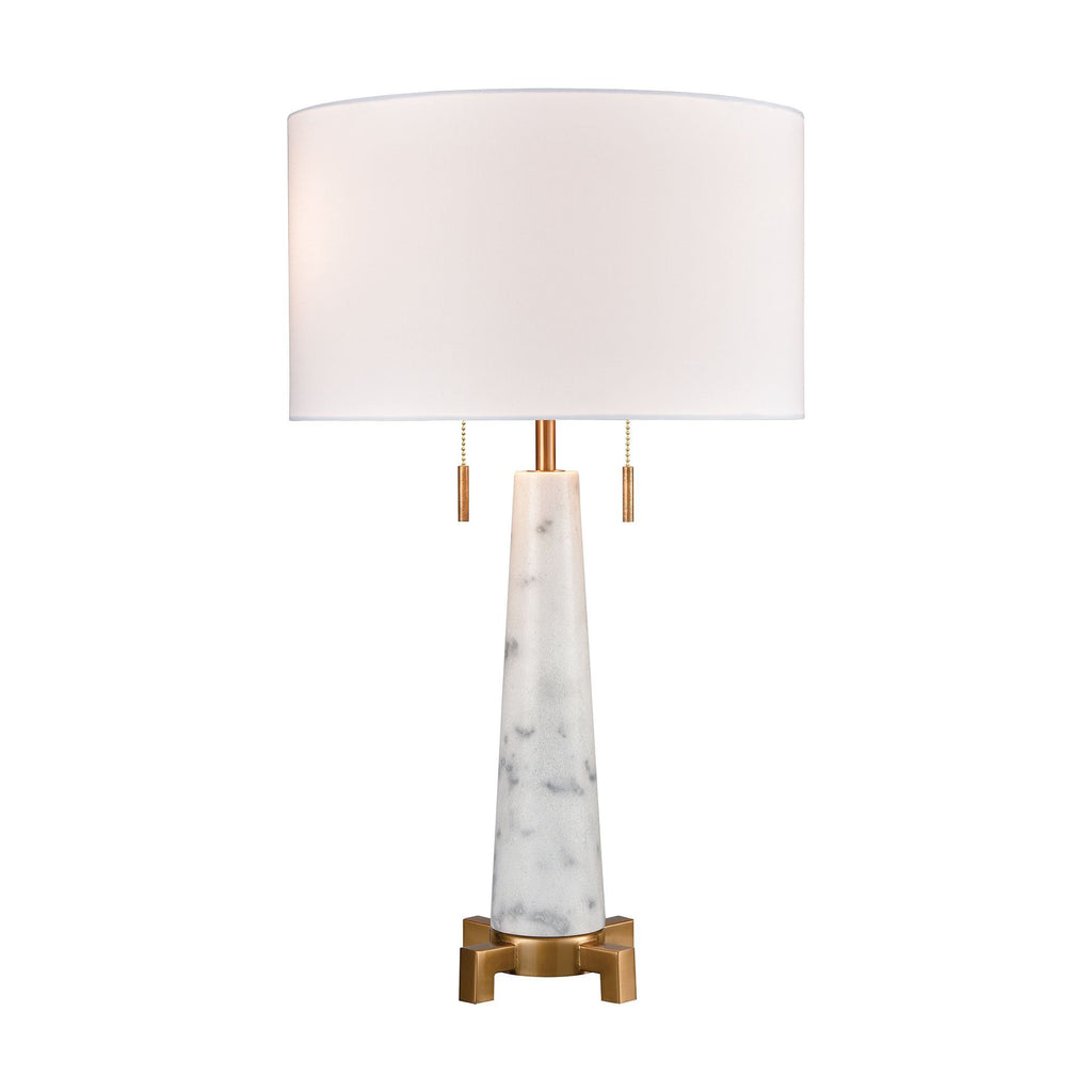 Rocket 2-Light Table Lamp in Alabaster and Aged Brass Lamps ELK Home 
