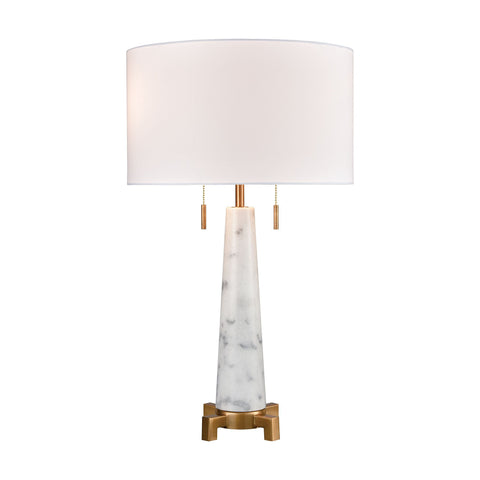 Rocket 2-Light Table Lamp in Alabaster and Aged Brass Lamps ELK Home 