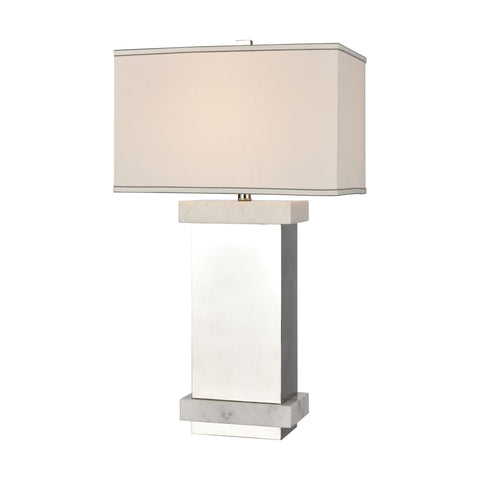 Keystone Table Lamp in Silver and White - Tall