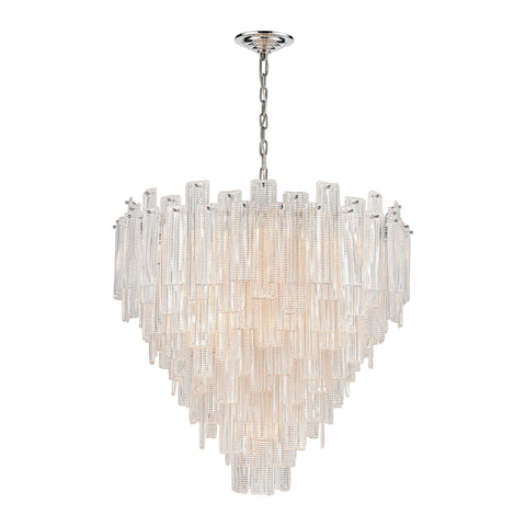 Diplomat 32"w 21-Light Staggered Chandelier in Chrome - Large Ceiling ELK Home 