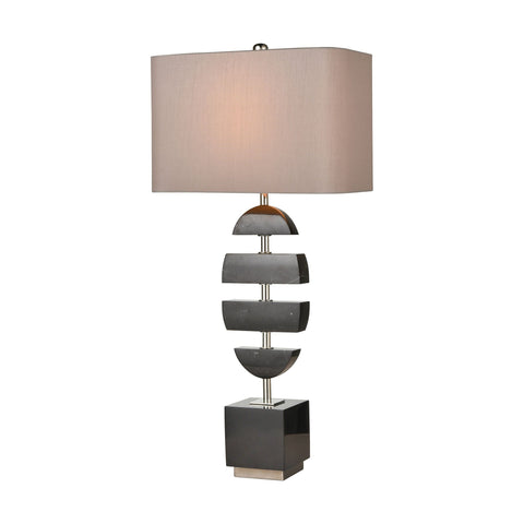 Divergent Table Lamp in Black Marble and Polished Nickel