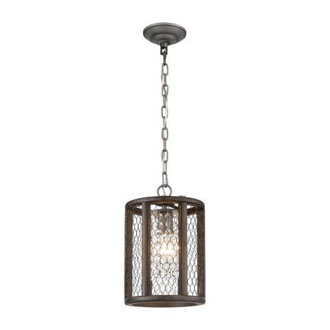 Renaissance Invention 1-Light Mini Pendant in Aged Wood and Wire - Long Ceiling ELK Home 