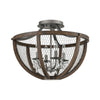Renaissance Invention 4-Light Semi Flush in Aged Wood and Wire - Round Ceiling ELK Home 