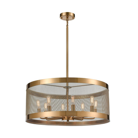 Line in the Sand 8-Light Pendant in Satin Brass and Antique Silver Ceiling ELK Home 