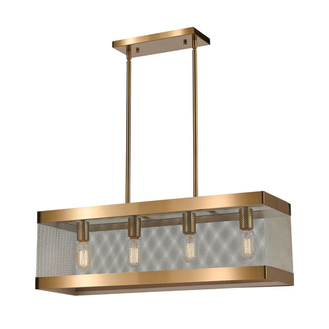 Line in the Sand 4-Light Island Light in Satin Brass and Antique Silver Ceiling ELK Home 