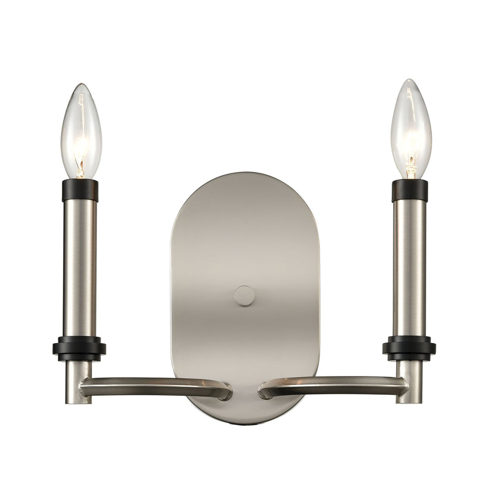 Sunsphere 2-Light Wall Sconce in Satin Nickel and Matte Black Wall ELK Home 