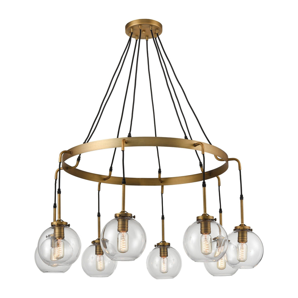 Mountain Creek 8-Light Pendant in Aged Brass - Large Ceiling ELK Home 