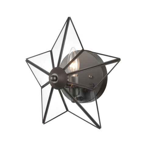 Moravian Star 1-Light Wall Sconce in Oil Rubbed Bronze with Clear Glass - Large