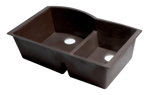 Chocolate 33" Double Bowl Undermount Granite Composite Kitchen Sink