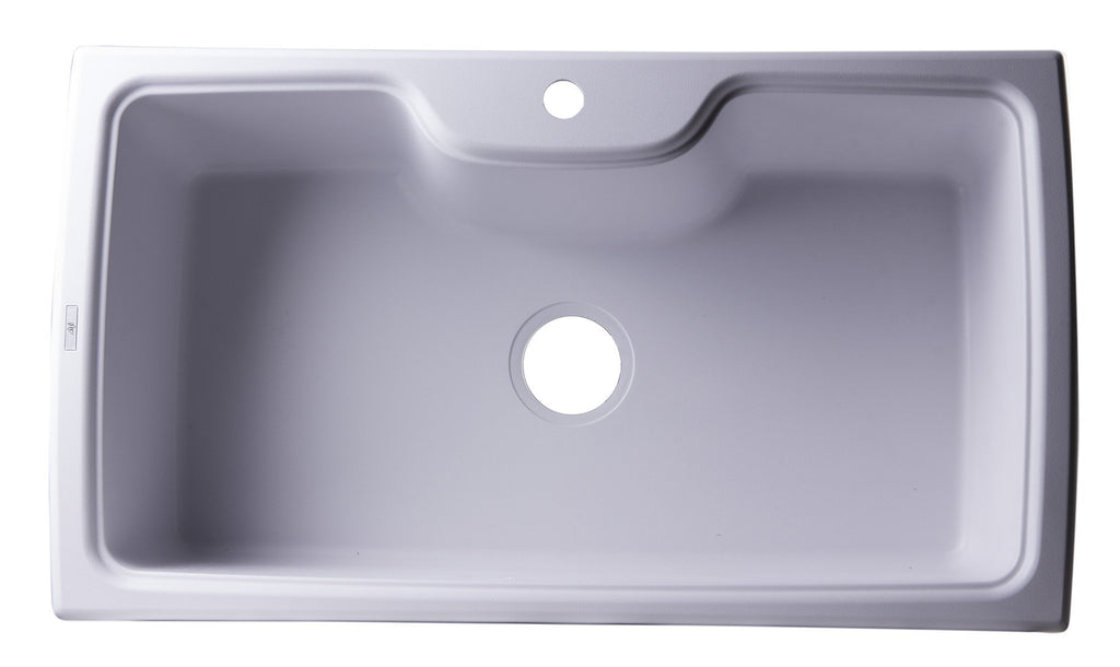 White 35" Drop-In Single Bowl Granite Composite Kitchen Sink Sink Alfi 