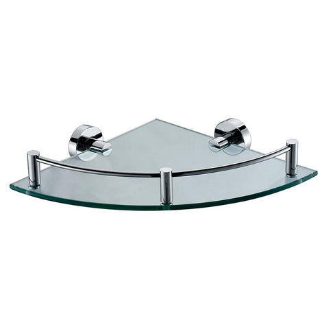 Polished Chrome Corner Mounted Glass Shower Shelf Bathroom Accessory Accessories Alfi 