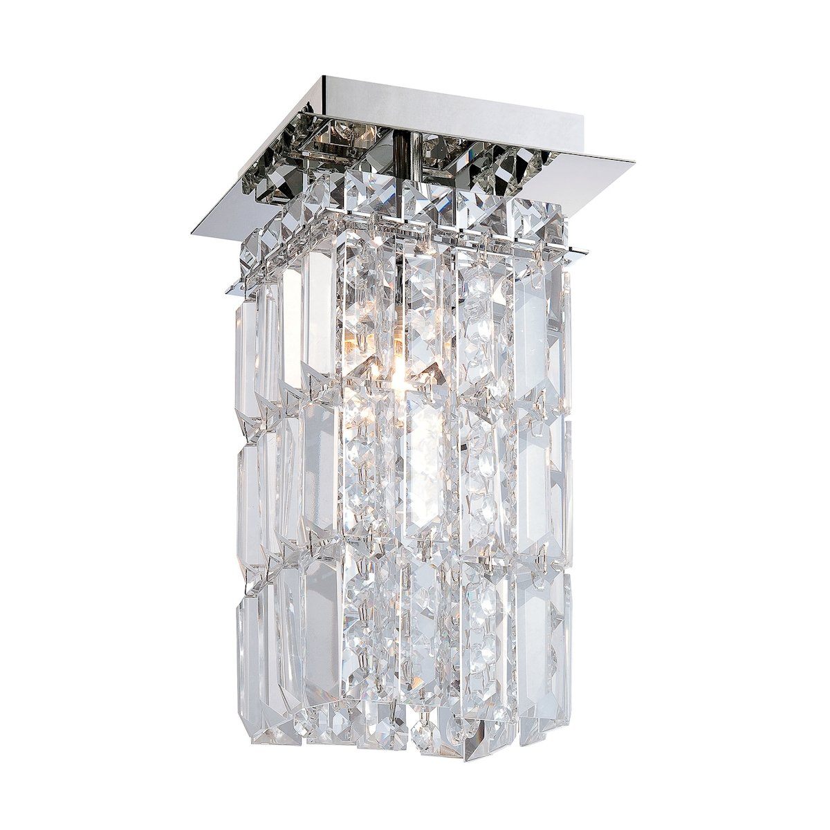 King 1 Light Flushmount In Chrome And Clear Crystal Glass Flush Mount Elk Lighting 