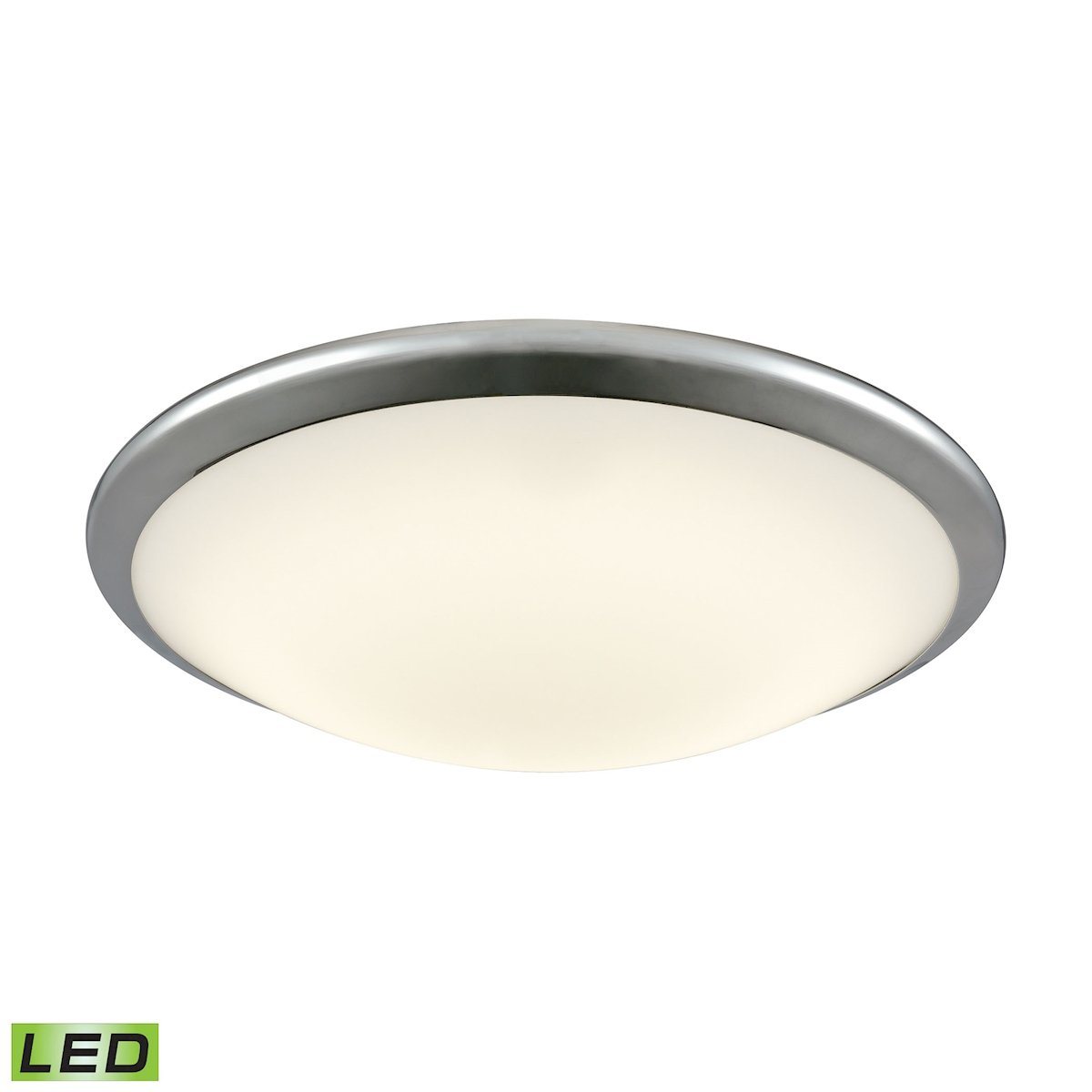 Clancy Round LED Flushmount In Chrome And Opal Glass - Large Flush Mount Elk Lighting 