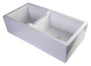 36" White Smooth Apron Thick Wall Fireclay Double Bowl Farm Sink Sink Alfi 