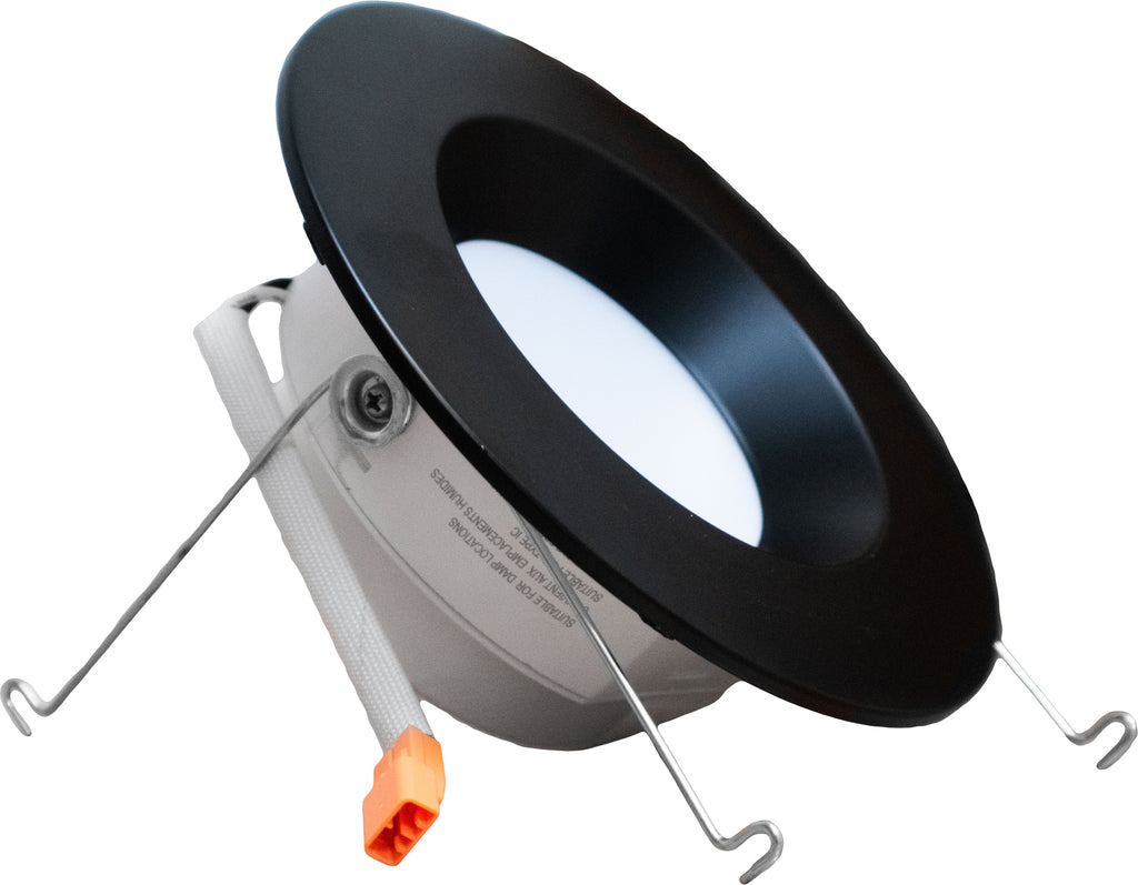 Multi Pack 5/6" Black Smooth Trim LED Recessed Downlight Retrofit - Choose Color Temp
