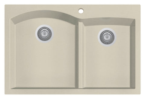 Biscuit 33" Double Bowl Drop In Granite Composite Kitchen Sink Sink Alfi 