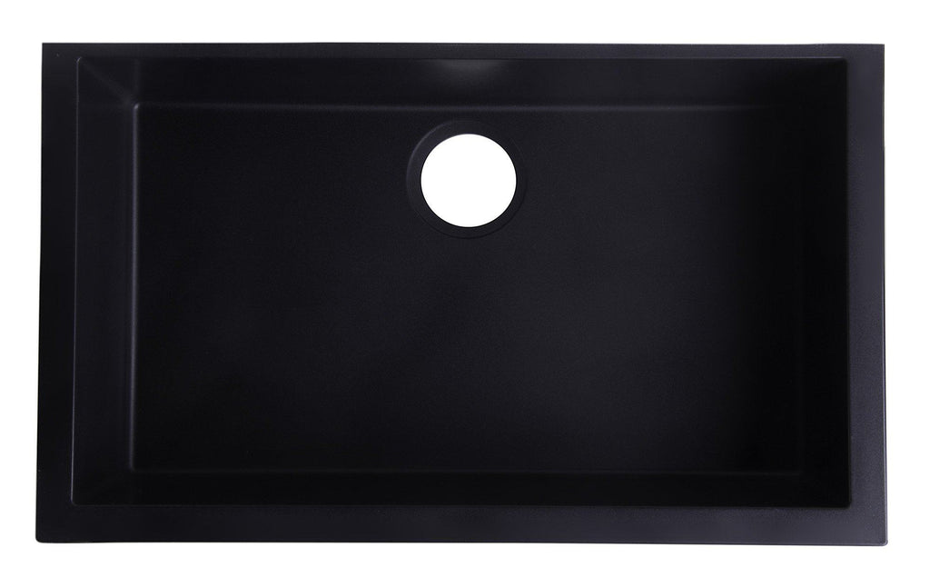 Black 30" Undermount Single Bowl Granite Composite Kitchen Sink Sink Alfi 
