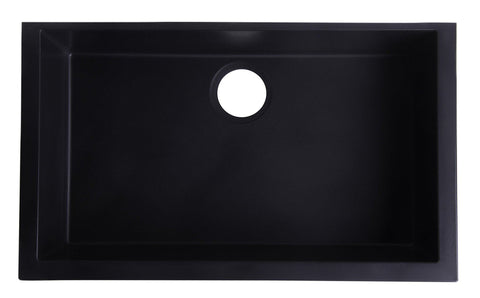 Black 30" Undermount Single Bowl Granite Composite Kitchen Sink Sink Alfi 