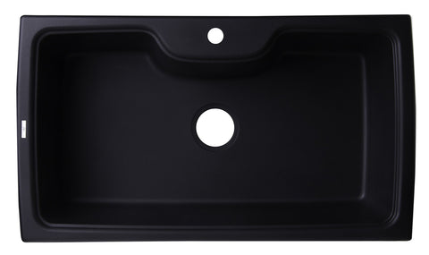 Black 35" Drop-In Single Bowl Granite Composite Kitchen Sink Sink Alfi 