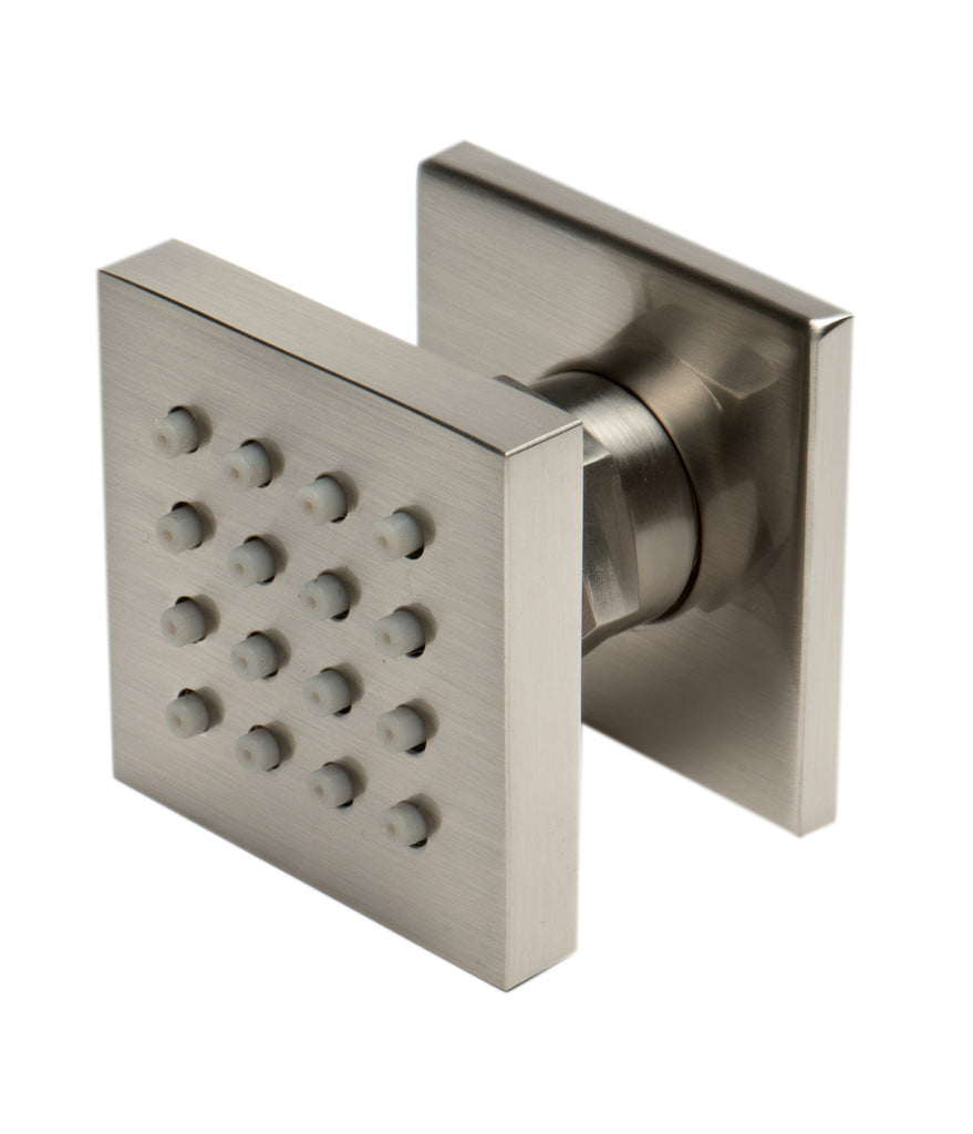 Brushed Nickel 2" Square Adjustable Shower Body Spray