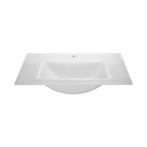 Glass Top - 610mm (24-inch) with Rectangular Bowl - White