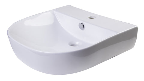 20" White D-Bowl Porcelain Wall Mounted Bath Sink Sink Alfi 