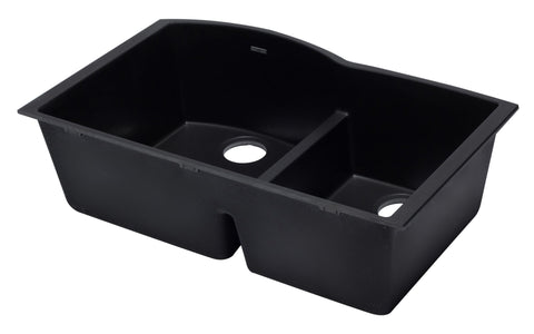Black 33" Double Bowl Undermount Granite Composite Kitchen Sink Sink Alfi 