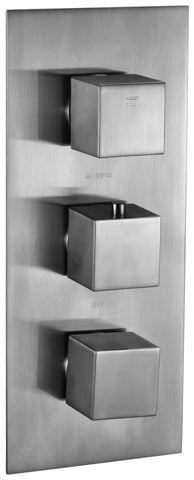 Brushed Nickel Square 2 Way Thermostatic Shower Mixer Faucets Alfi 