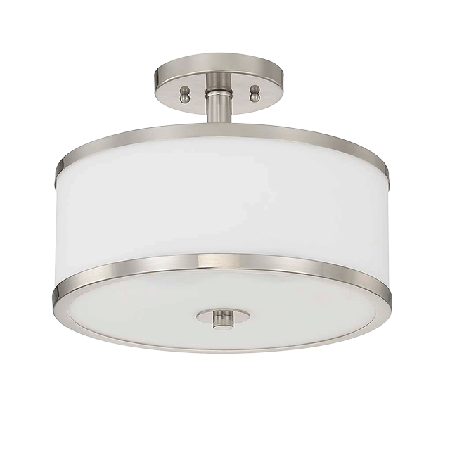 Three Light Semi Flush - Bright Satin Nickel